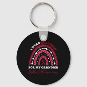 Rainbow I Wear Burgundy For My Grandma Sickle Cell Key Ring
