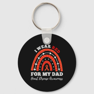 Rainbow I Wear Red For My Dad Heart Disease Awaren Key Ring