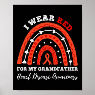 Rainbow I Wear Red For My Grandfather Heart Diseas Poster