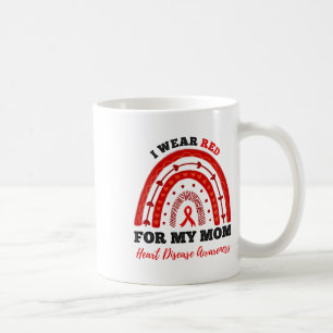 Rainbow I Wear Red For My Mum Heart Disease Awaren Coffee Mug
