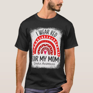 Rainbow I Wear Red For My Mum Stroke Awareness gif T-Shirt