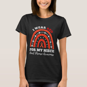 Rainbow I Wear Red For My Niece Heart Disease Awar T-Shirt