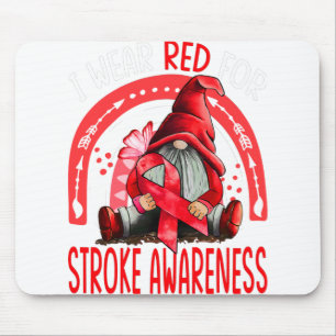 Rainbow I Wear Red Stroke Awareness Gnomes Mouse Mat
