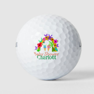 Rainbow ice cream cones watercolor baby shower add golf balls