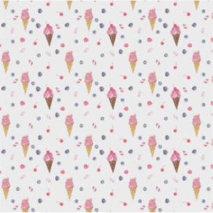 Rainbow ice cream cones watercolor cherry pattern