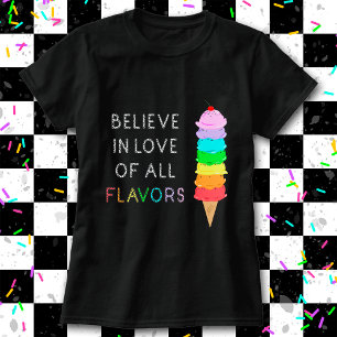 Rainbow Ice Cream Fun LGBT Diversity/Pride Black T-Shirt