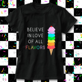 Rainbow Ice Cream Fun LGBT Diversity/Pride Black T-Shirt