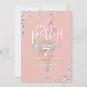 Rainbow Ice cream Let's Party Birthday Invitation
