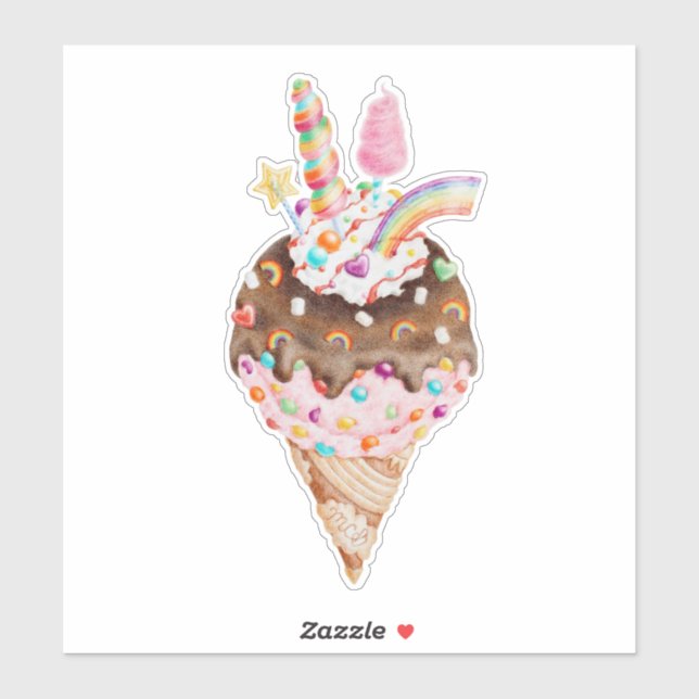 Rainbow Ice Cream Sticker (Sheet)