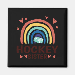 Rainbow Ice Hockey Family Matching Hockey Sister Magnet