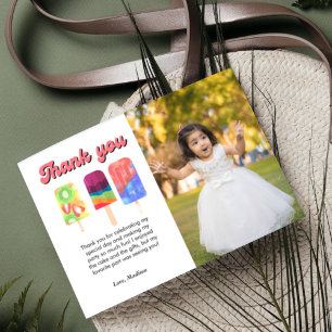 Rainbow ice pop Second birthday thank you card