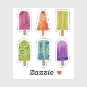 Rainbow Ice Pops Custom-Cut Vinyl Sticker Sheet