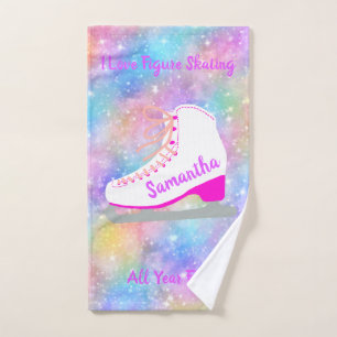 Rainbow Ice Skating Personalised Figure Skater's Hand Towel