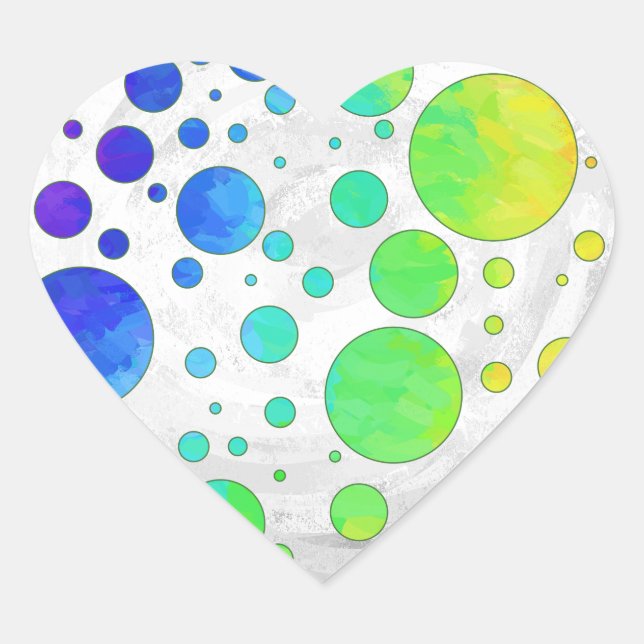 Rainbow Icy Polka Dot Pattern Heart Sticker (Front)
