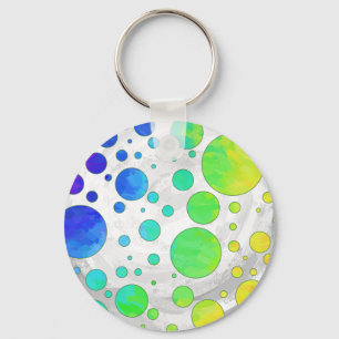 Rainbow Icy Polka Dot Pattern Key Ring