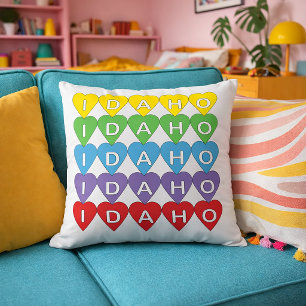 Rainbow Idaho State Love Design Cushion
