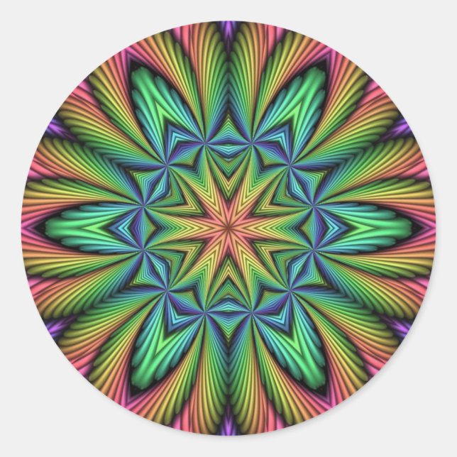 Rainbow Illusion Mandala Classic Round Sticker (Front)