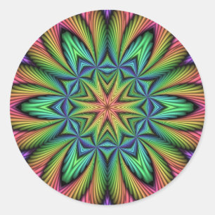 Rainbow Illusion Mandala Classic Round Sticker