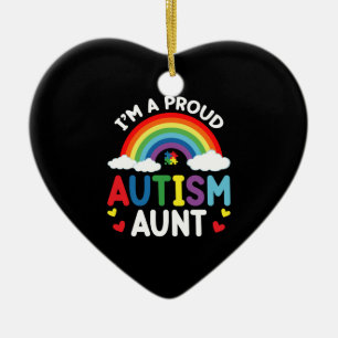 Rainbow I'm A Proud Autism Aunt Autism Awareness Ceramic Tree Decoration