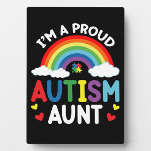 Rainbow I'm A Proud Autism Aunt Autism Awareness Plaque