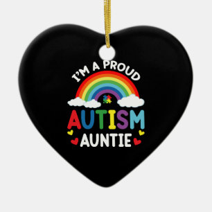 Rainbow I'm A Proud Autism Auntie Autism Awareness Ceramic Tree Decoration
