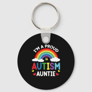 Rainbow I'm A Proud Autism Auntie Autism Awareness Key Ring
