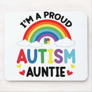 Rainbow I'm A Proud Autism Auntie Autism Awareness Mouse Mat