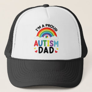 Rainbow I'm A Proud Autism Dad Autism Awareness Trucker Hat