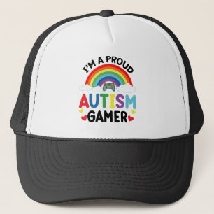 Rainbow I'm A Proud Autism Gamer Autism Awareness Trucker Hat