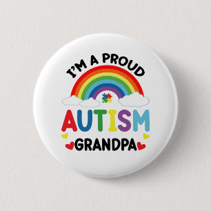 Rainbow I'm A Proud Autism Grandpa Autism Awarenes 6 Cm Round Badge