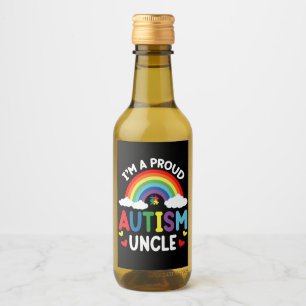 Rainbow I'm A Proud Autism Uncle Autism Awareness Wine Label