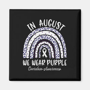 Rainbow In August We Wear Purple Overdose Awarenes Magnet