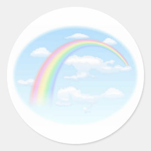 Rainbow in Blue Sky Classic Round Sticker