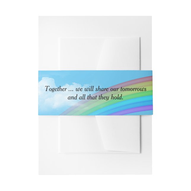 Rainbow In Cloud With Wedding Quote Invitation Belly Band (Front Example)