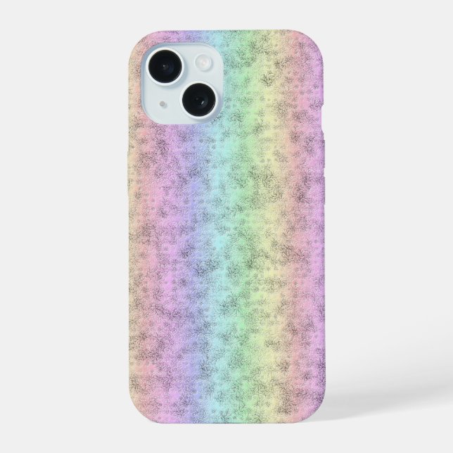 Rainbow in Elephant Skin Leather Optik iPhone 15 Case (Back)
