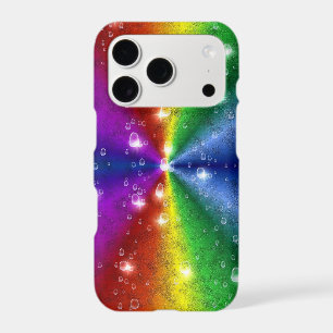Rainbow in Elephant Skin Leather Optik , Raindrops