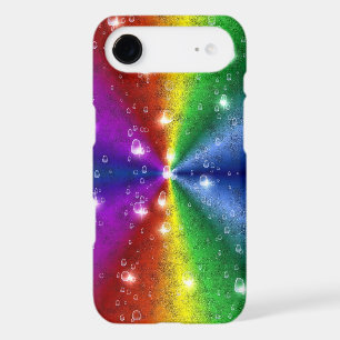 Rainbow in Elephant Skin Leather Optik , Raindrops