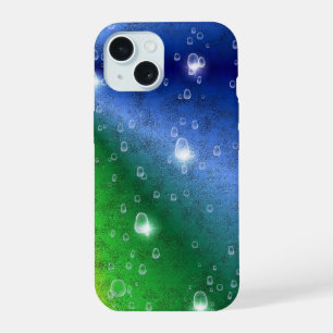 Rainbow in Elephant Skin Leather Optik & Raindrops iPhone 15 Case