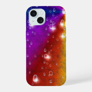 Rainbow in Elephant Skin Leather Optik , Raindrops iPhone 15 Case