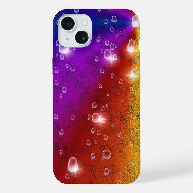 Rainbow in Elephant Skin Leather Optik , Raindrops iPhone Case (Back)