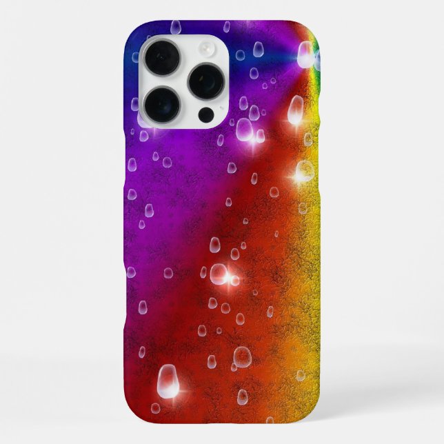 Rainbow in Elephant Skin Leather Optik , Raindrops iPhone Case (Back)