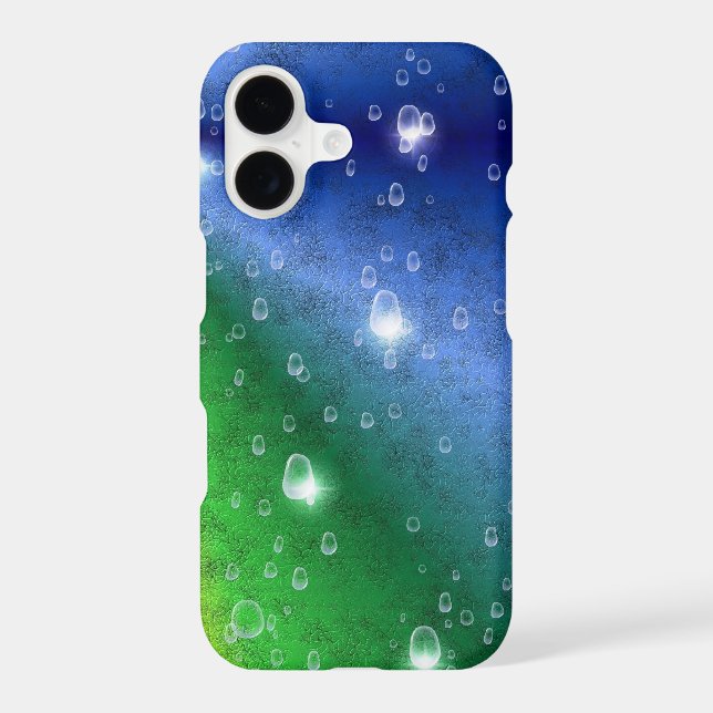 Rainbow in Elephant Skin Leather Optik & Raindrops iPhone Case (Back)