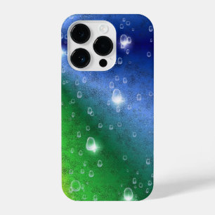 Rainbow in Elephant Skin Leather Optik & Raindrops iPhone 14 Pro Case