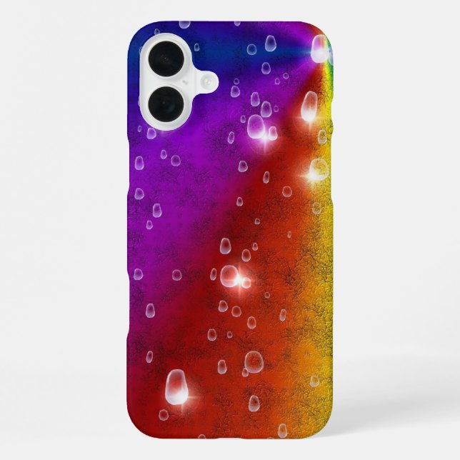 Rainbow in Elephant Skin Leather Optik , Raindrops iPhone Case (Back)