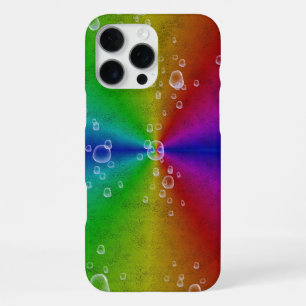 rainbow in elephant skin leather optik & raindrops iPhone 16 pro max case