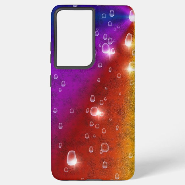 Rainbow in Elephant Skin Leather Optik , Raindrops Samsung Galaxy S21+ Case (Back)