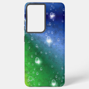 Rainbow in Elephant Skin Leather Optik & Raindrops Samsung Galaxy Case