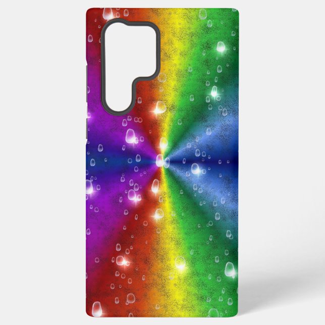 Rainbow in Elephant Skin Leather Optik , Raindrops Samsung Galaxy S22 Ultra Case (Back)