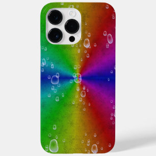 Rainbow in elephant skin leather optik with drops Case-Mate iPhone 14 pro max case