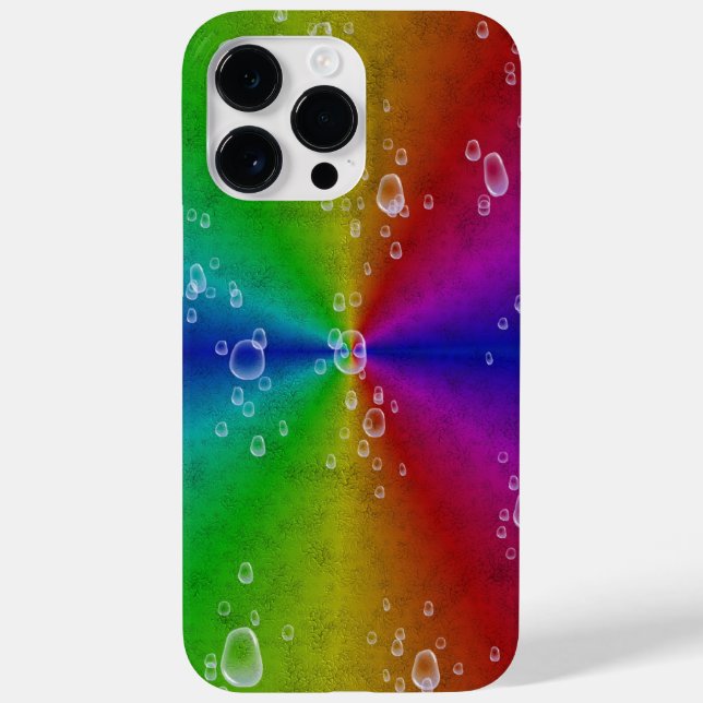 Rainbow in elephant skin leather optik with drops Case-Mate iPhone case (Back)
